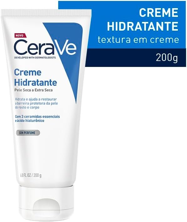 CeraVe, Creme Hidratante Corporal, com textura Cremosa e Ácido Hialurônico 200g