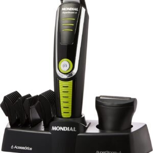 Aparador de Pelos Super Groom 06, Mondial, Preto/Verde, 6W, Bivolt - BG-04