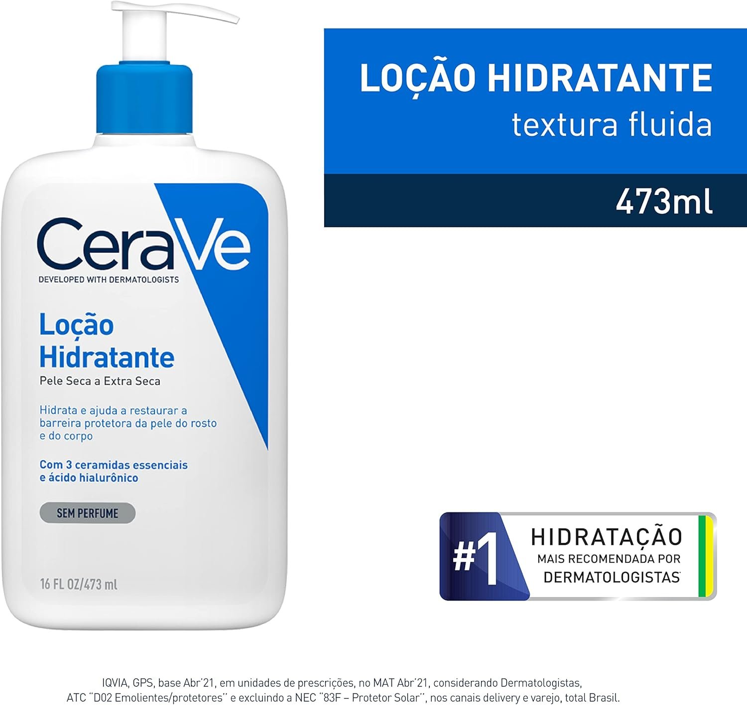 CeraVe, Loção Hidratante Corporal, com textura Fluida e Ácido Hialurônico 473g